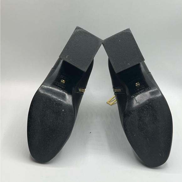 KAT MACONIE Black Leather Ankle Boots W/Gold Accent 3” Heel US6/EU37/ - Picture 6 of 15